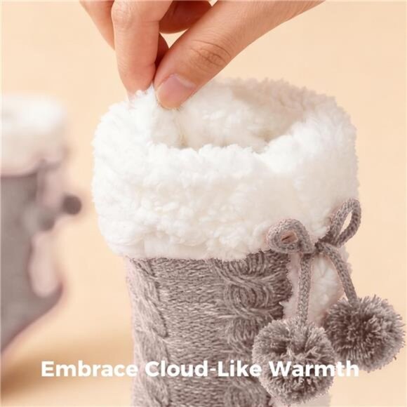 Christmas Gift Stocking Stuffers Winter Warm Slipper Socks for Women - /beige - Picture 2 of 7